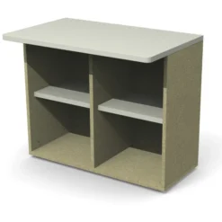Meuble support pour trieur 3 colonnes Trimod - rangement ouvert - 2 tablettes métalliques