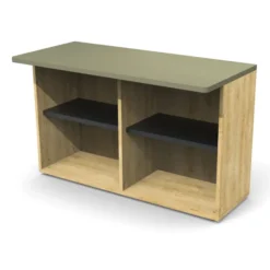 Meuble support pour trieur 4 colonnes Trimod - rangement ouvert - 2 tablettes métalliques