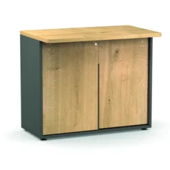 Meuble support pour trieur 2 colonnes Trimod - portes coulissantes - 2 tablettes métalliques