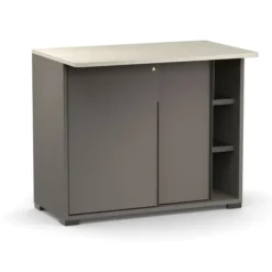 Meuble support pour trieur 3 colonnes Trimod - portes coulissantes - 2 tablettes métalliques