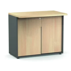 Meuble support pour trieur 4 colonnes Trimod - portes coulissantes - 2 tablettes métalliques