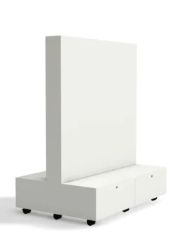 Meuble TV double face Korytem - sur roulettes - avec 2 supports écran