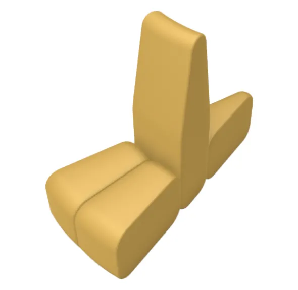 Module Bob - courbe convexe/concave avec haut dossier - l. 61 x pr. 145 cm double face - textile enduit
