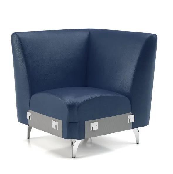 Module d'angle pour canapé modulaire Karnak - textile enduit grainé - piétement chrome