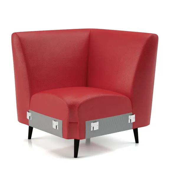 Module d'angle pour canapé modulaire Karnak - textile enduit grainé - piétement bois