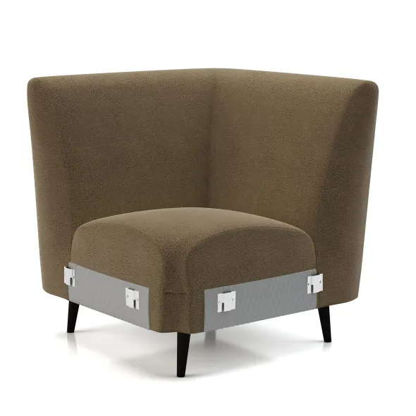 Module d'angle pour canapé modulaire Karnak - microfibre piétement bois