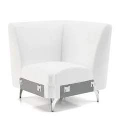 Module d'angle pour canapé modulaire Karnak - cuir piétement chrome