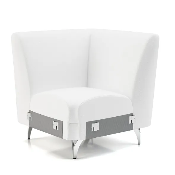 Module d'angle pour canapé modulaire Karnak - cuir piétement chrome