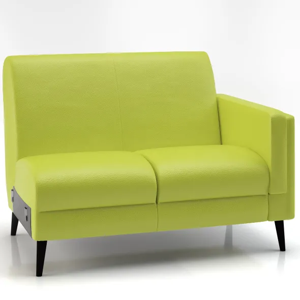 Module 2 places pour canapé modulaire Karnak - textile enduit grainé - piétement bois