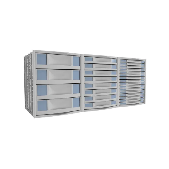 Module pour armoire Etic - pour armoire l. 120 x pr. 43 cm - 16 tiroirs h. 2,5 cm + 8 tiroirs h. 5 cm + 4 tiroirs h.10 cm