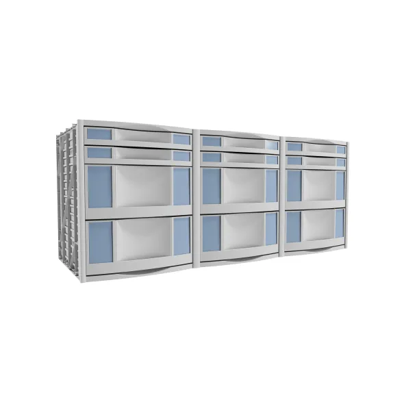 Module pour armoire Etic - pour armoire l. 120 x pr. 43 cm - 6 tiroirs pour CD h. 15 cm + 6 tiroirs h. 5 cm