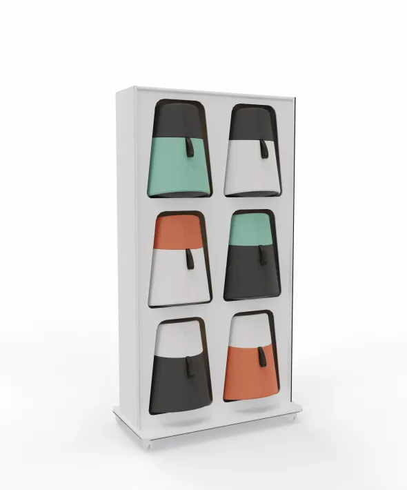Mur de rangement avec 6 poufs oscillants Kulbu - pouf polyéthylène
