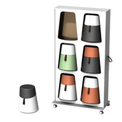 Mur de rangement avec 6 poufs oscillants Kulbu - pouf polyéthylène