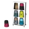 Mur de rangements avec 6 poufs oscillants Kulbu - pouf polyéthylène avec assise tapissée textile enduit lisse