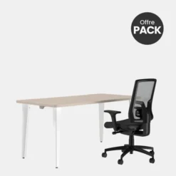 Offre pack : Bureau droit Evidence - l. 160 x pr. 80 cm + fauteuil - délai court