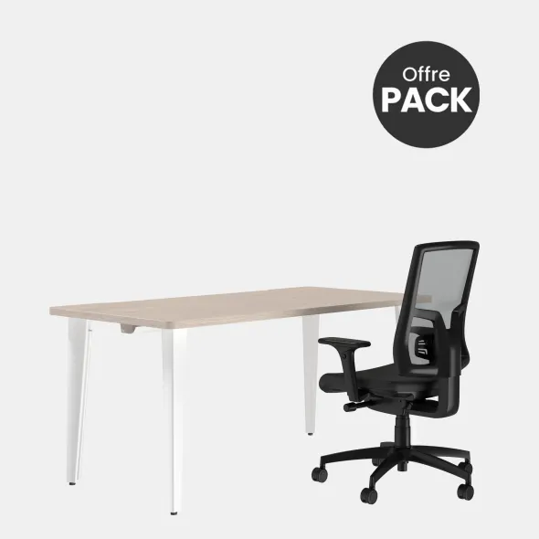 Offre pack : Bureau droit Evidence - l. 160 x pr. 80 cm + fauteuil