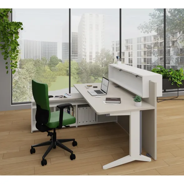 Panneau comptoir d'accueil l.150 cm - pour bureau l. 160 cm - vendu sans bureau