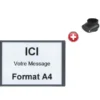 Panneau d'information format A4 - cadre ABS avec collier de liaison - adaptable sur poteau de guidage