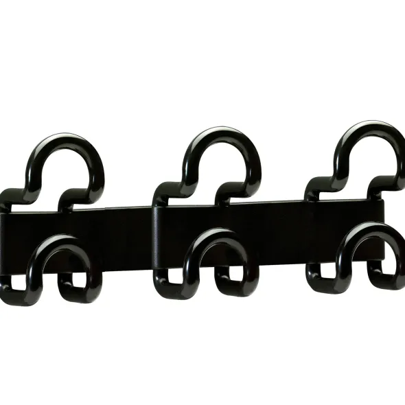 Patère murale Fil - noir - 3 patères ABS noir Carton UVC 14,6 x 38 x 7 cm -