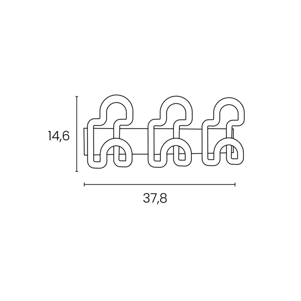 Patère murale Fil - noir - 3 patères ABS noir Carton UVC 14,6 x 38 x 7 cm -