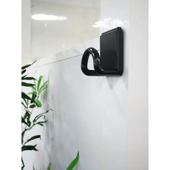 Patère murale magnétique Fil - ABS noir Carton UVC 8 x 10 x 6 cm -
