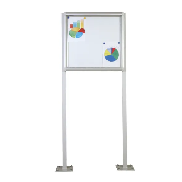 Piétement double fixe pour vitrine d'intérieur