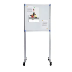 Piétement double mobile pour vitrine d'intérieur