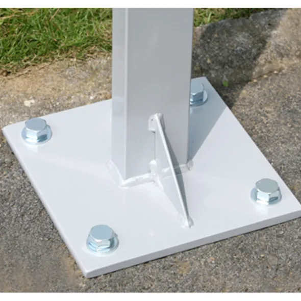 Piétement double à sceller au sol pour vitrine d'extérieur