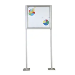 Piétement double à sceller au sol pour vitrine d'extérieur