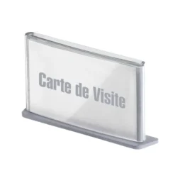 Plaque de signalisation pour carte de visite - l. 9 x h. 5,5 cm - polystyrène - aluminium - lot de 60