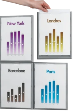Porte-affiches mural - polystyrène - 1 format A4 - aluminium