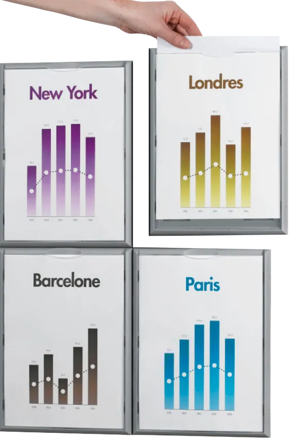 Porte-affiches mural - polystyrène - 1 format A4 - aluminium