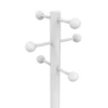 Portemanteau sur socle Access - fût acier blanc et hêtre - 6 patères ABS blanc - avec porte-parapluie