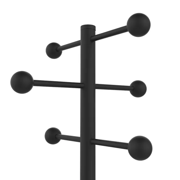 Portemanteau sur socle Access - fût noir - 6 patères ABS noir - avec porte-parapluie