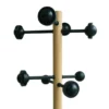 Portemanteau sur socle Accueil - fût bois/acier - noir 8 patères ABS - avec porte-parapluie