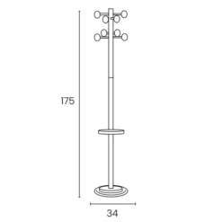 Portemanteau sur socle Accueil Chrome - 8 patères ABS - avec porte-parapluie
