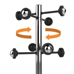 Portemanteau sur socle Accueil Chrome - 8 patères ABS - avec porte-parapluie