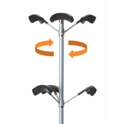 Portemanteau sur socle Advantage - fût acier - 6 patères ABS noir - avec porte-parapluie