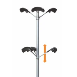 Portemanteau sur socle Advantage - fût acier - 6 patères ABS noir - avec porte-parapluie
