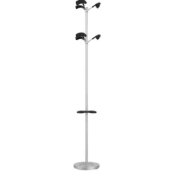 Portemanteau sur socle Advantage - fût acier - 6 patères ABS noir - avec porte-parapluie
