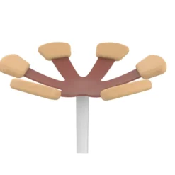 Portemanteau sur socle Aurora - fût blanc - 6 patères bois - avec porte-parapluie
