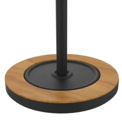 Portemanteau sur socle Bora Bamboo - noir 6 patères acier et bambou - avec porte-parapluie