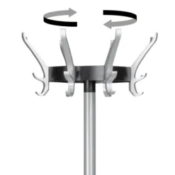 Portemanteau sur socle Cyprès - 8 patères aluminium - avec porte-parapluie