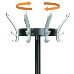Portemanteau sur socle Cyprès - 8 patères aluminium - avec porte-parapluie