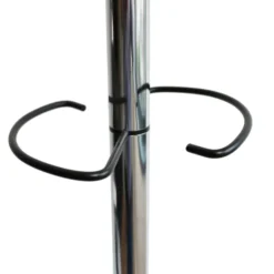 Portemanteau sur socle Hakea - fût chrome - 12 patères ABS noir - avec porte-parapluie