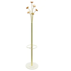 Portemanteau sur socle Lotus - 6 patères bois - avec porte-parapluie