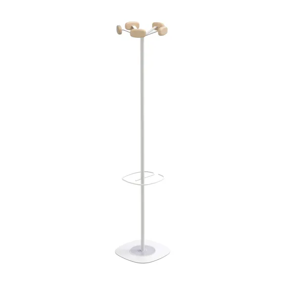 Portemanteau sur socle Sherwood - 5 patères bois - avec porte-parapluie