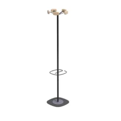 Portemanteau sur socle Sherwood - 5 patères bois - avec porte-parapluie