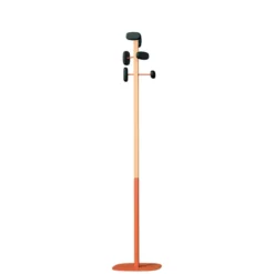 Portemanteau sur socle Sherwood - 6 patères bois - mât bois/acier