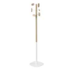 Portemanteau sur socle Sherwood - 6 patères bois - mât bois/acier